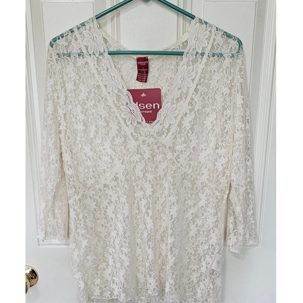 NWT Olsen Europe Ivory Lace Tunic Top - Boho Layering Piece Size L/XL
